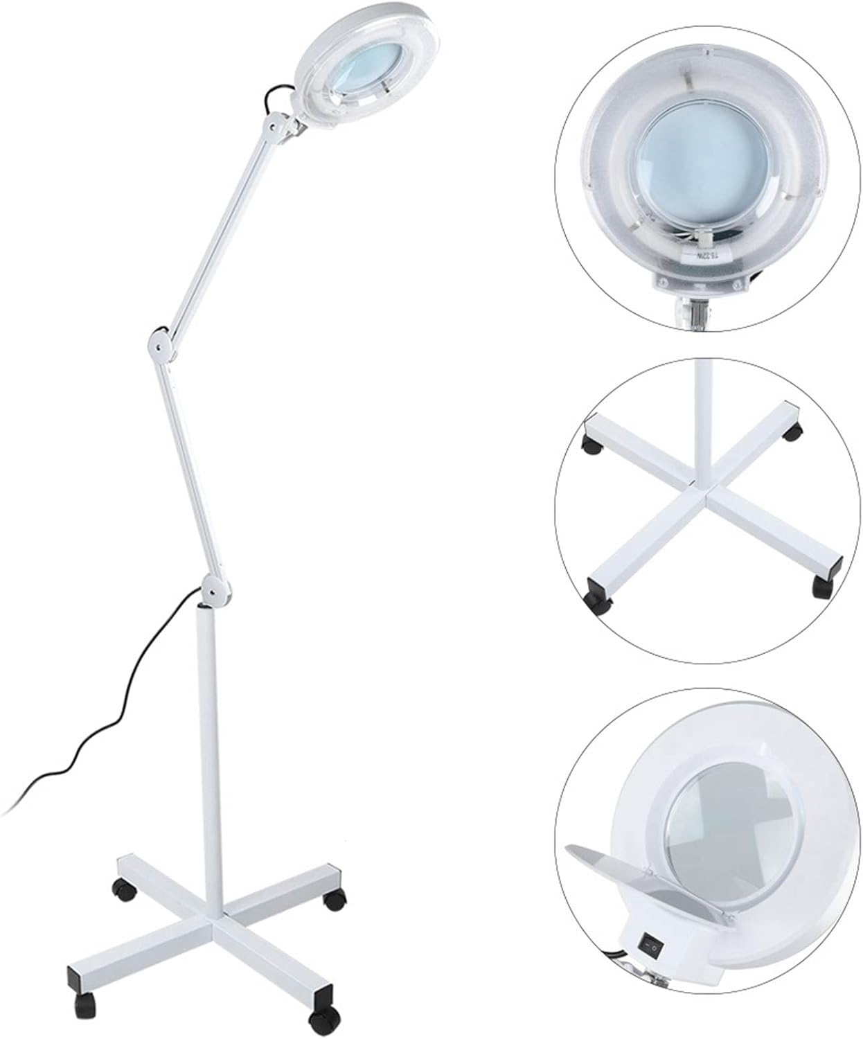 5X Magnifying Floor Lamp with Wheels – Adjustable Arm for Beauty & Tattoo