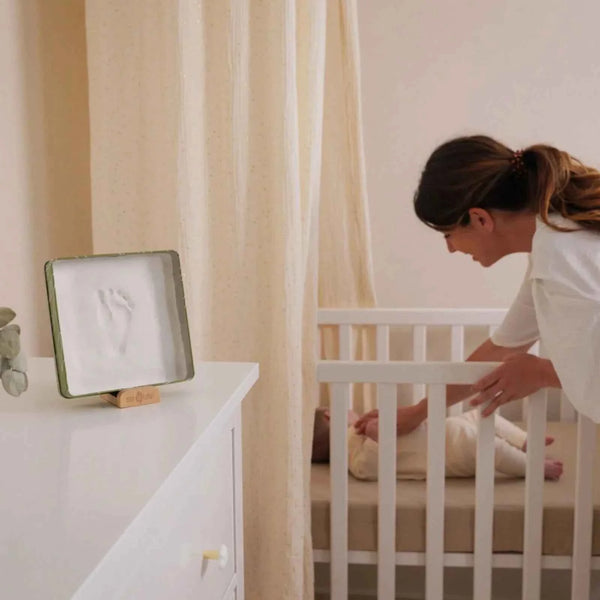 Petit Artichaut Baby Hand & Foot Imprints Square Box - Olive Tree