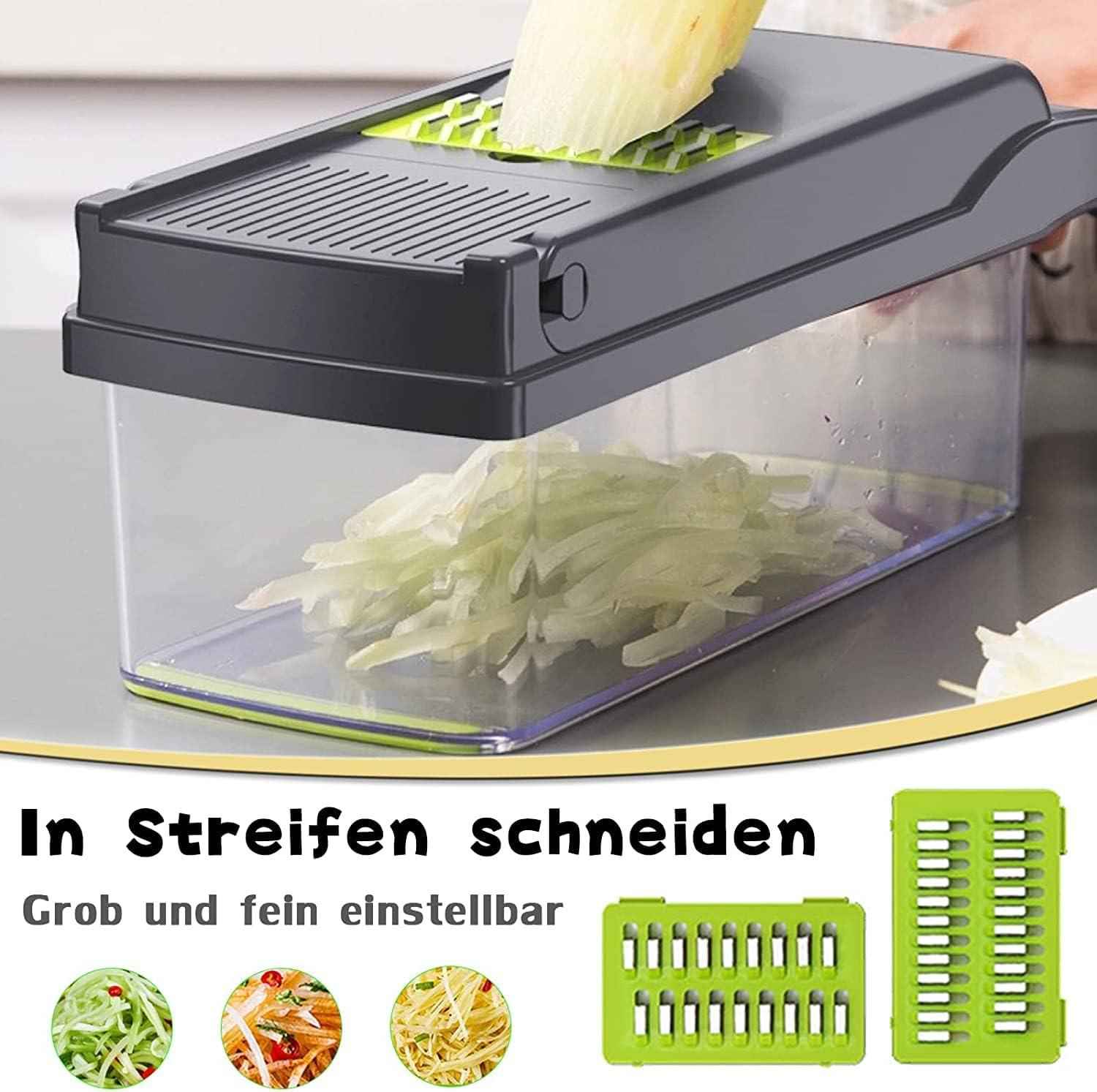 12 in 1 Vegetable Chopper Onion Slicer with Container 6 Steel Blades OLIYA