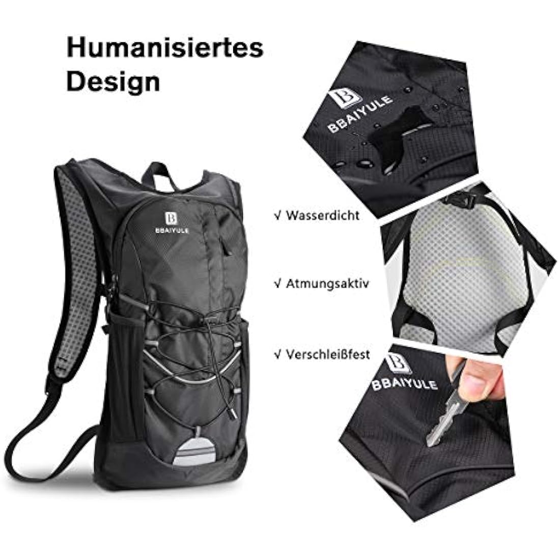 BBAIYULE® hydration backpack with hydration bladder 2L, BPA-free| Water backpack |cycling backpack with hydration system |running backpack ultra light 380g | biking,hiking,walking