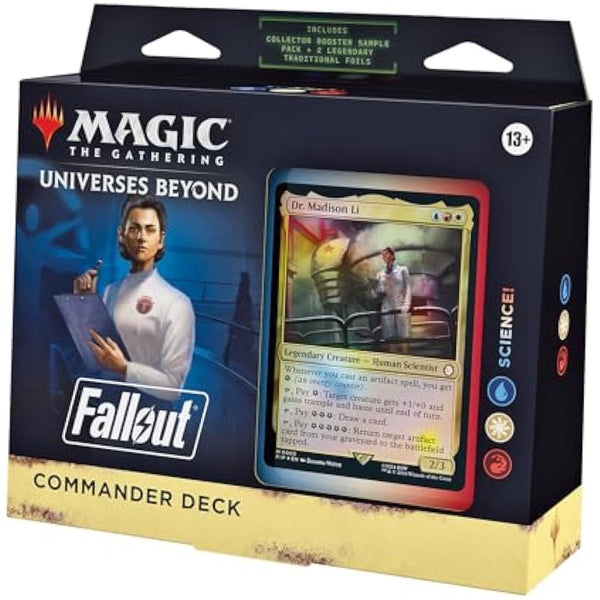 Magic: The Gathering Fallout Commander Deck - Science! (100-Card Deck, 2-Card Collector Booster Sample Pack + Accessories)