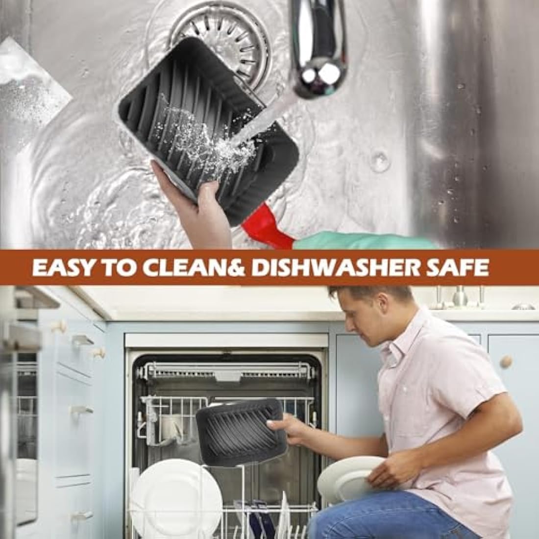 Silicone Air Fryer Liners for Ninja Foodi Air Fryer AF300UK, 2Pcs Ninja Foodi Dual Zone Air Fryer Accessories, Reusable Silicone Dual Basket Air Fryer Liner 7.6L