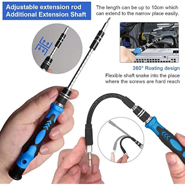 oGoDeal 155 in 1 Precision Screwdriver Set Professional Electronic Repair Tool Kit for Computer, Eyeglasses, iPhone, Laptop, PC, Tablet,PS3,PS4,Xbox,MacBook,Camera,Watch,Toy,Jewelers,Drone (Blue)