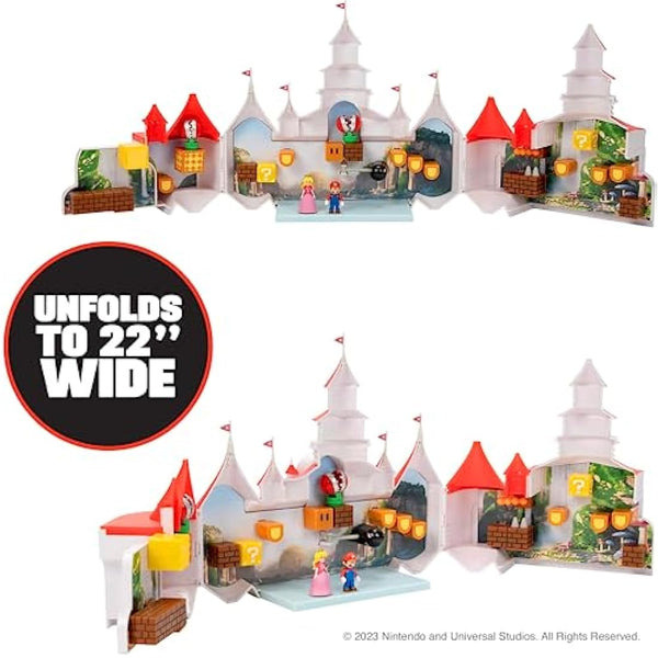 THE SUPER MARIO BROS. MOVIE – Mushroom Kingdom Castle Playset with Mini 1.25” Mario and Princess Peach Figures for Super Mario Fans Aged 3+