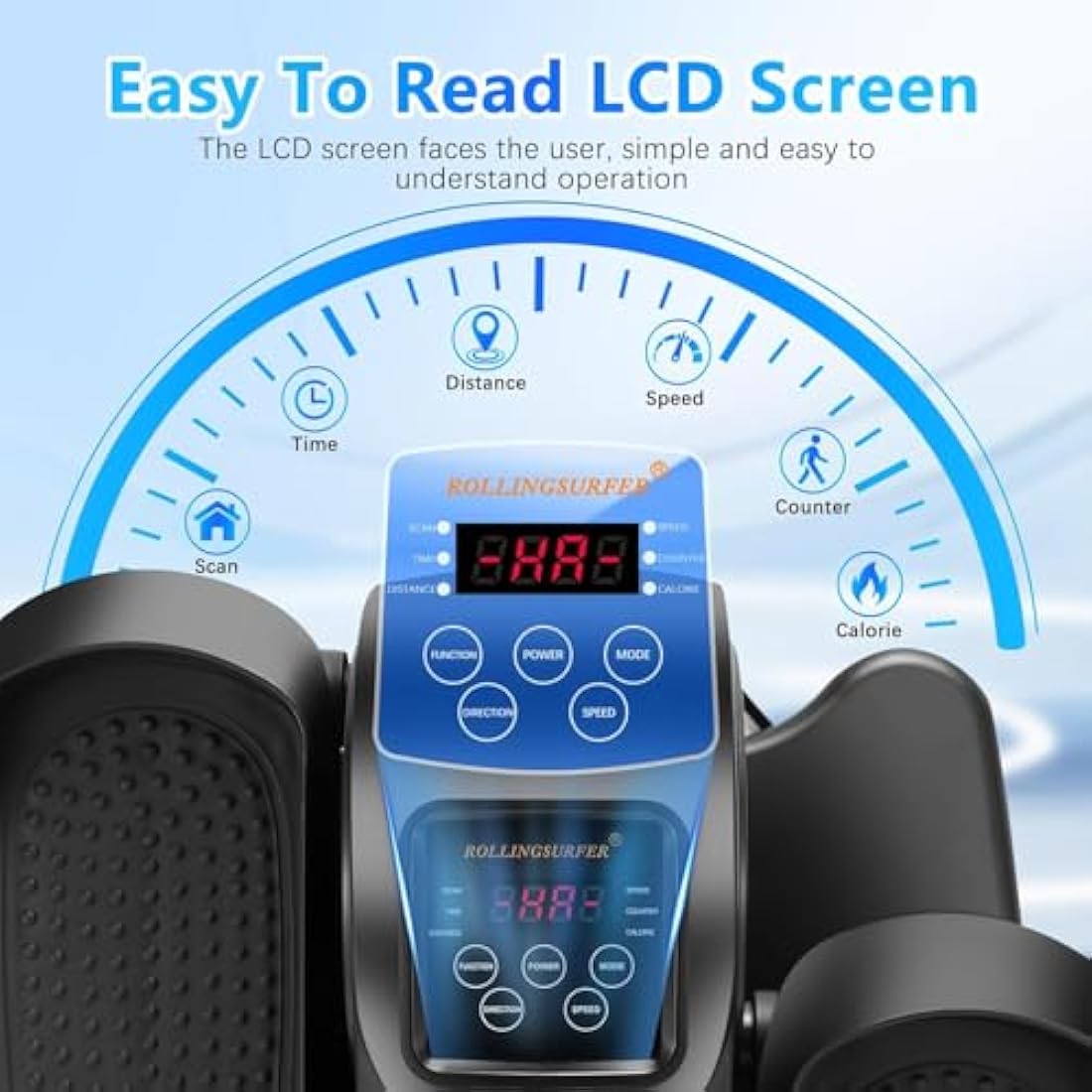 Rollingsurfer Under Desk Elliptical Machine, Adjustable Speeds Elliptical Trainer with Remote Control, Seated Pedal Exerciser, Portable Leg Exerciser for Teens Seniors and Adults