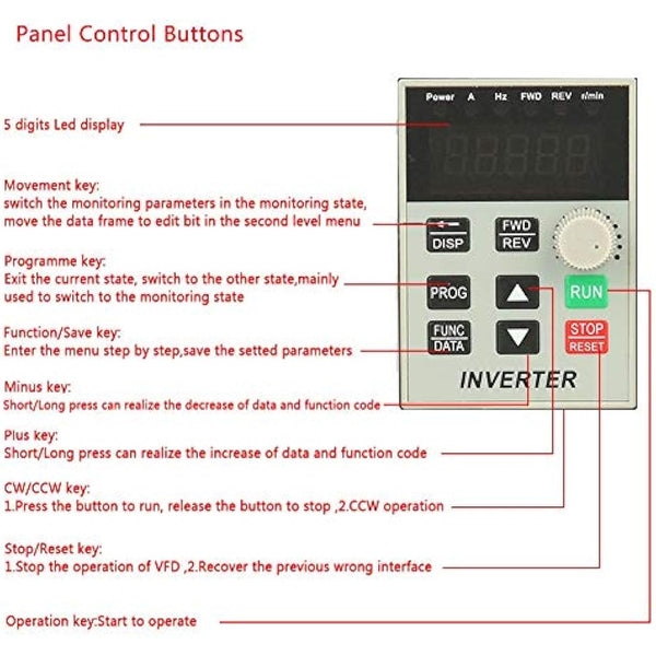 Jadeshay Variable Frequency Drive,2.2KW 220VAC Motor Speed Controller Variable Frequency Converter Single-phase VFD Speed Controller for 3-Phase 2.2kW AC Motor,with Over Heat & Overload Protection