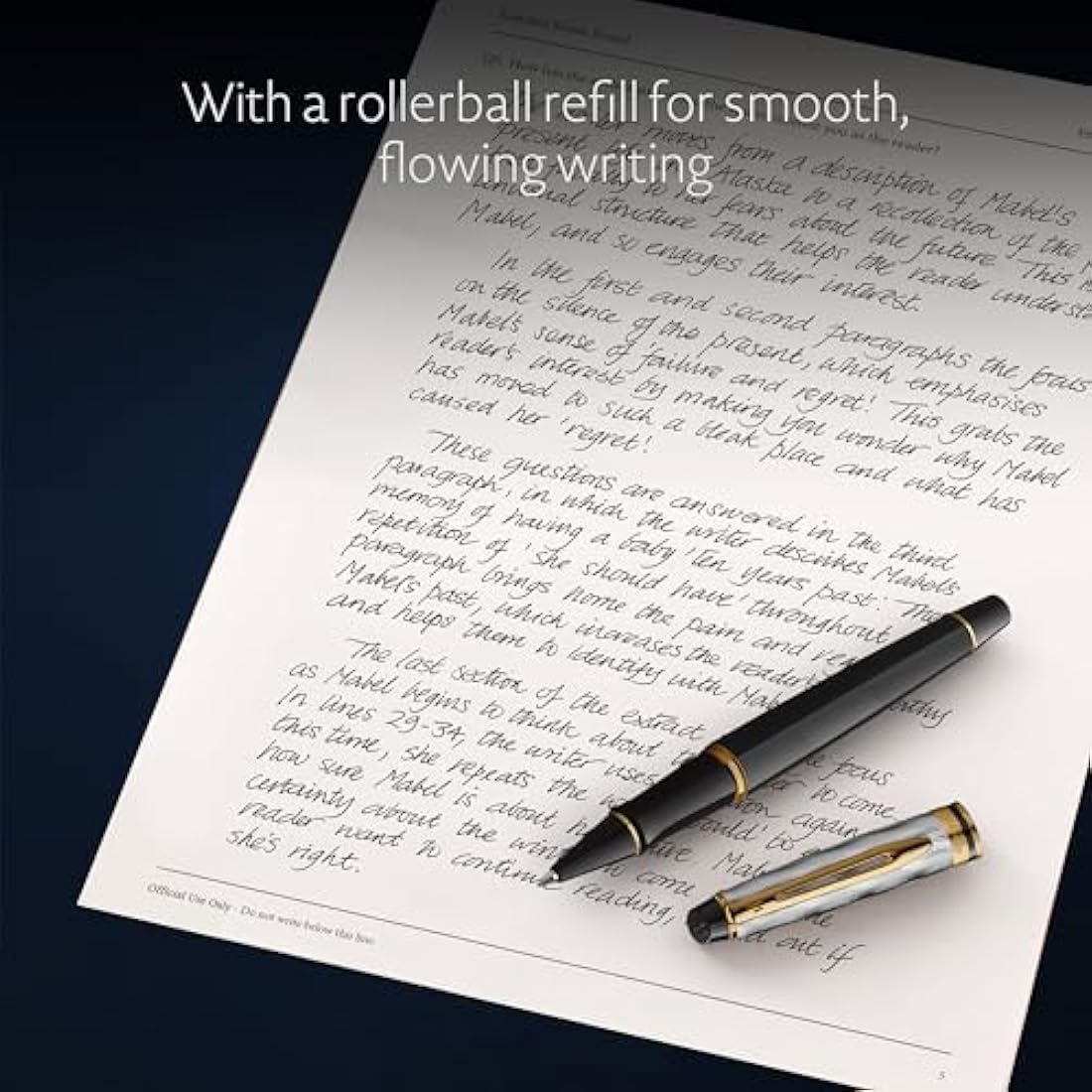 Waterman Expert | Rollerball Pen | Metal & Black Lacquer with Gold trim & Chiselled cap | Fine tip | Black Ink | Gift Box