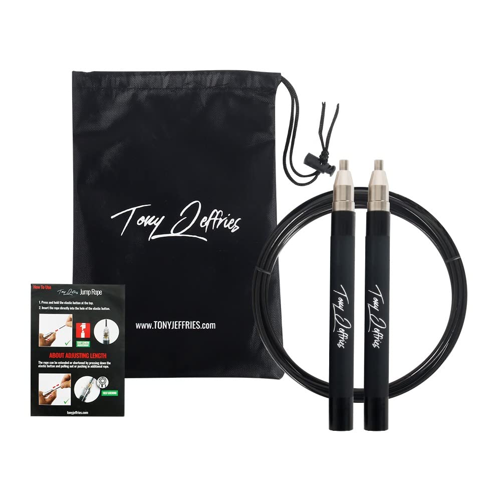 Tony Jeffries's 2.0 Speed Jump Rope of 360 Degree Spin Ball Bearings, Daily Exercise Skipping Rope with Silicon Grip Handles, Lightweight Self Locking