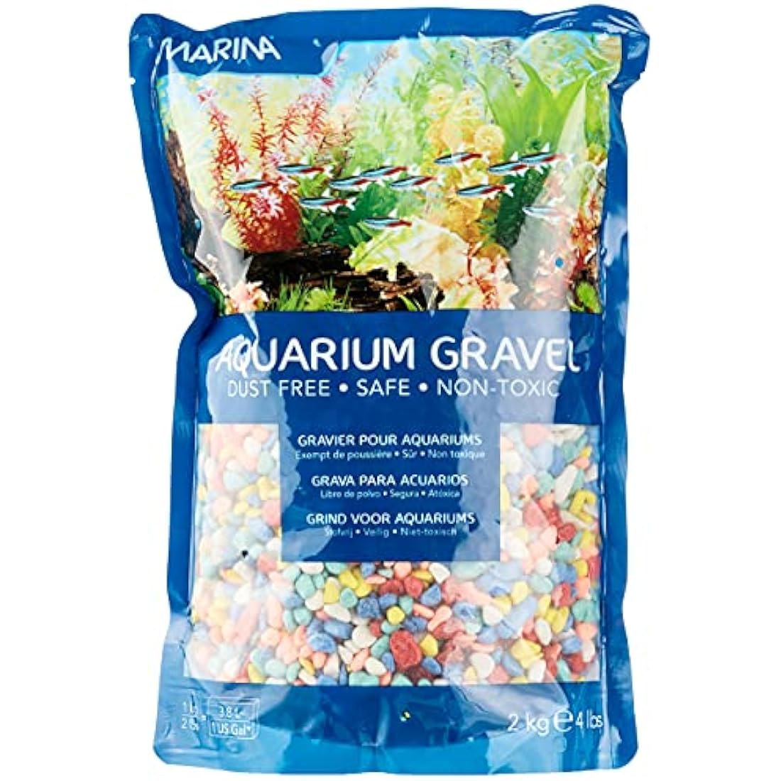 Marina Decorative Aquarium Rainbow Gravel, Multi-Colour, 2 Kg