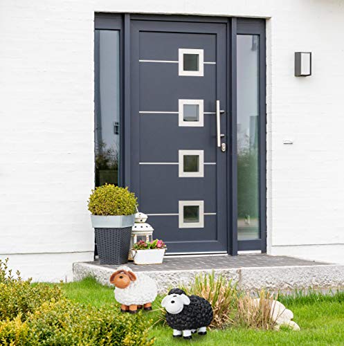 relaxdays Garden Ornament Sheep, Frost-proof, Weather-proof, Hand-painted Garden Decoration, In-& Outside Use, Black