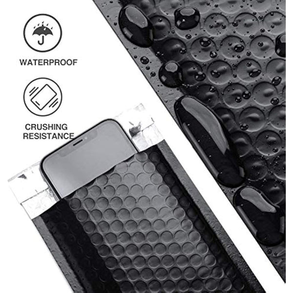 Switory Padded Envelopes A6 Bubble Mailers Packaging Bags 50pcs 4X7In Poly Bubble Mailers,Black Small Envelopes Bubble Envelopes,Bubble Lined Wrap Poly Mailers Bags for Shipping Mailing 10.2x17.7cm