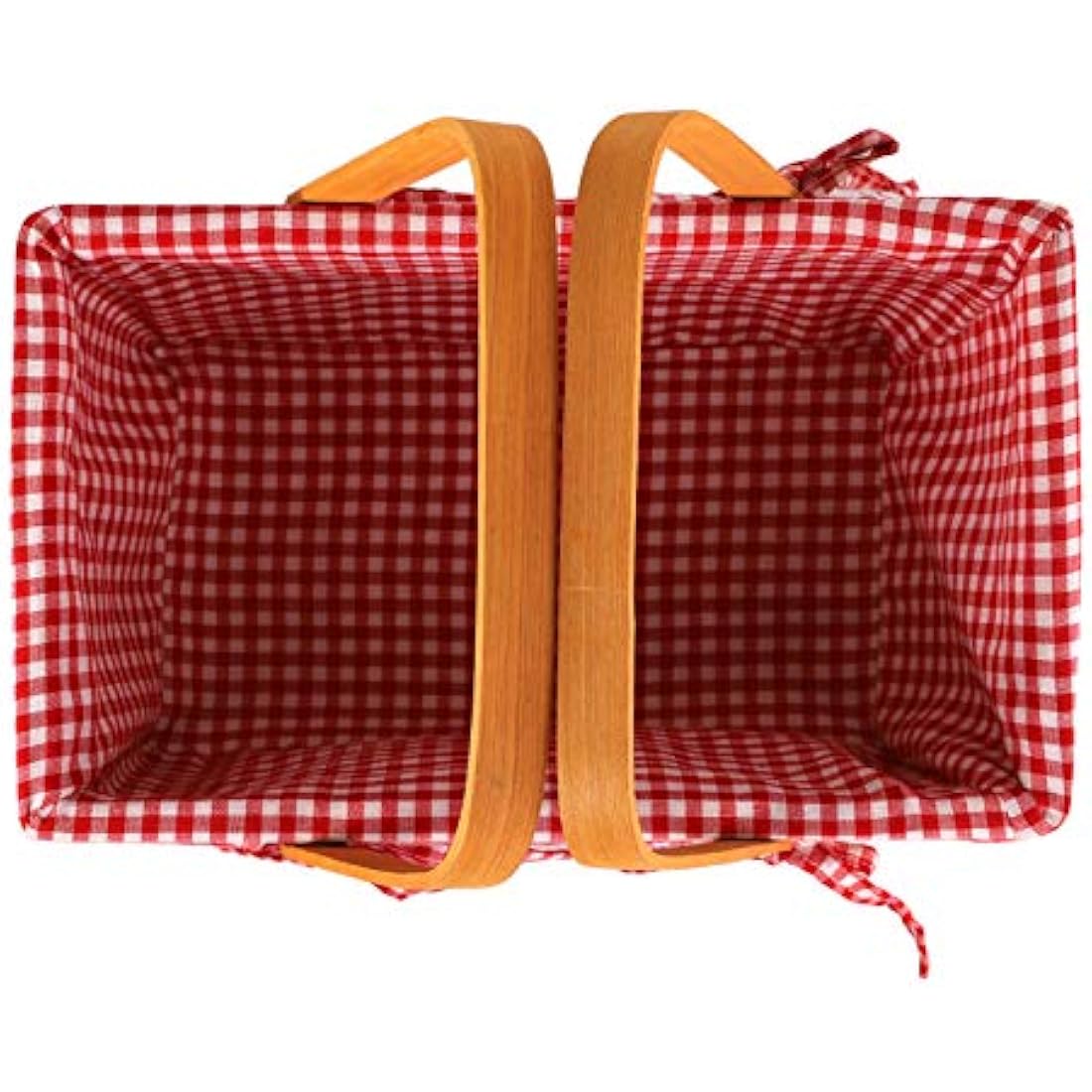 Bekith Picnic Basket Natural Split Shopping Storage Basket Woven Hamper Storage with Double Folding Handles, Pink Lining