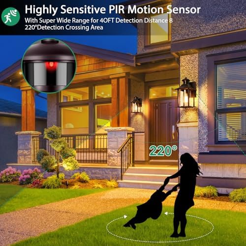 Lamomo Outdoor Wall Light,Brown Motion Sensor Light Outdoor with Bulb,Waterproof Aluminum Security Light Sensor Wall Lantern Anti-Rust Outside Wall Sconce for Garden Doorway