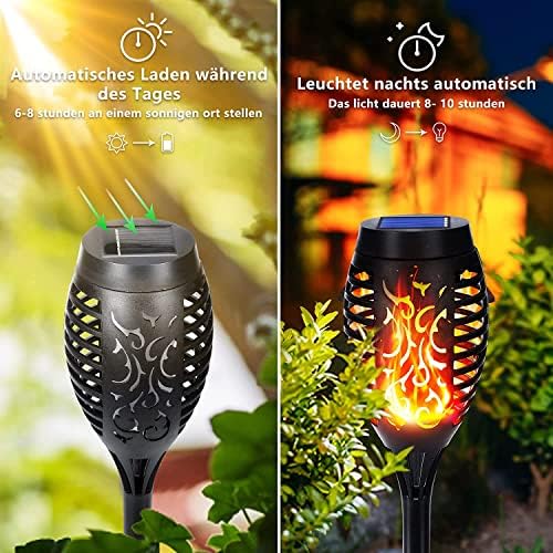 NEXVIN 16 Pack Solar Flickering Dancing Flame Lights Waterproof Solar Torch Lights for Outdoor Garden Patio Pathway Yard Driveway Decorative