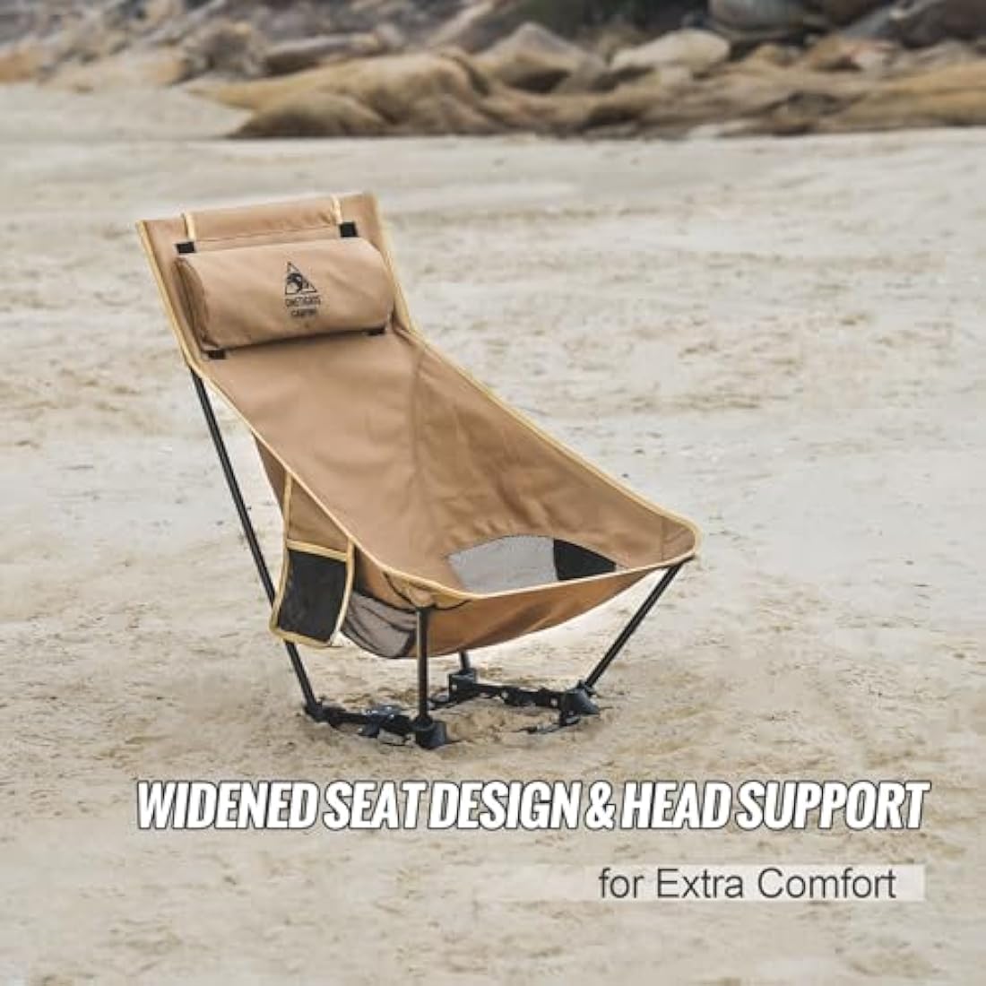 OneTigris Dragonhide Oversized Camping Chair with Pillow Design, Comfortable Widened Seat Folding, 275 lbs Capacity