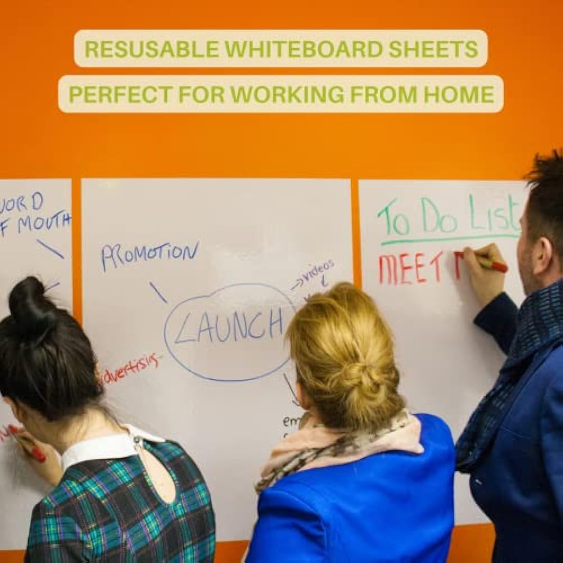 Smarter Surfaces Whiteboard Sheets (20 Wall Stickers) Removable Disposable Multi-use Perforated Dry Erase Sheets | Flipchart Paper (White)