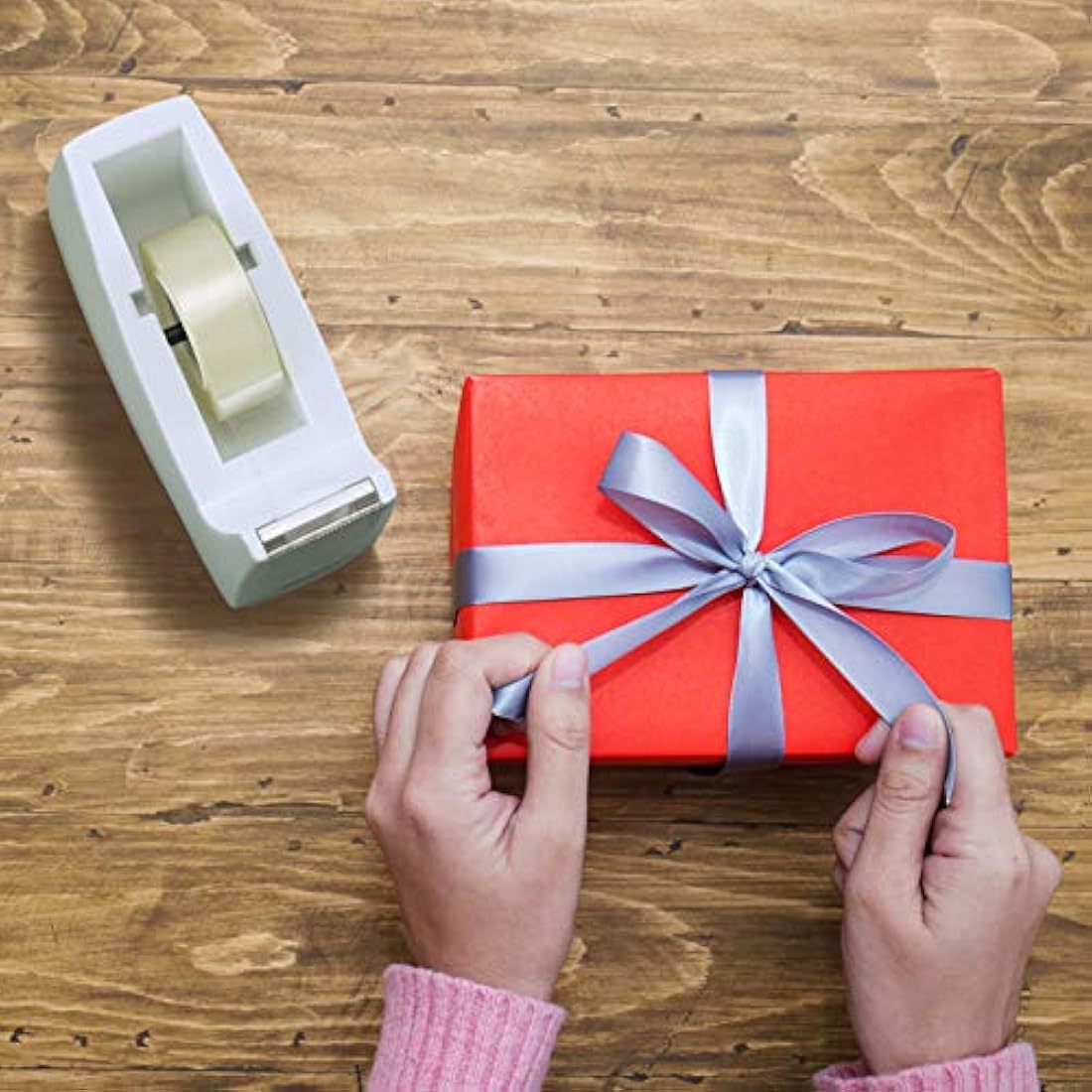 Rapesco 1620 300 Tape Dispenser for Rolls with 1" (25 mm) Core, Includes 4 Tape Rolls, White