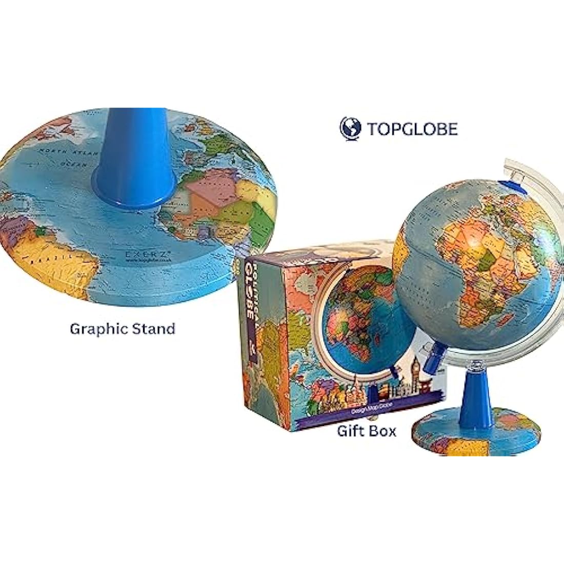 TOPGLOBE Illuminated Globe 20cm - Spanish Map - Political Globes - Educational/Geographical/Desktop Decoration
