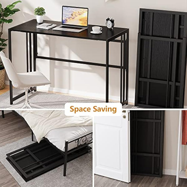 Ulifance Folding Computer Desk for Home Office No-Assembly Writing Desk (Black)
