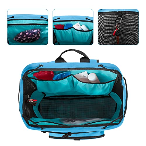 Fasrom Mesh Beach Backpack with Zipper Bottom, Sport Gym Backpack for Swimming, Beach, Pool and Travel(Patent Pending), Blue