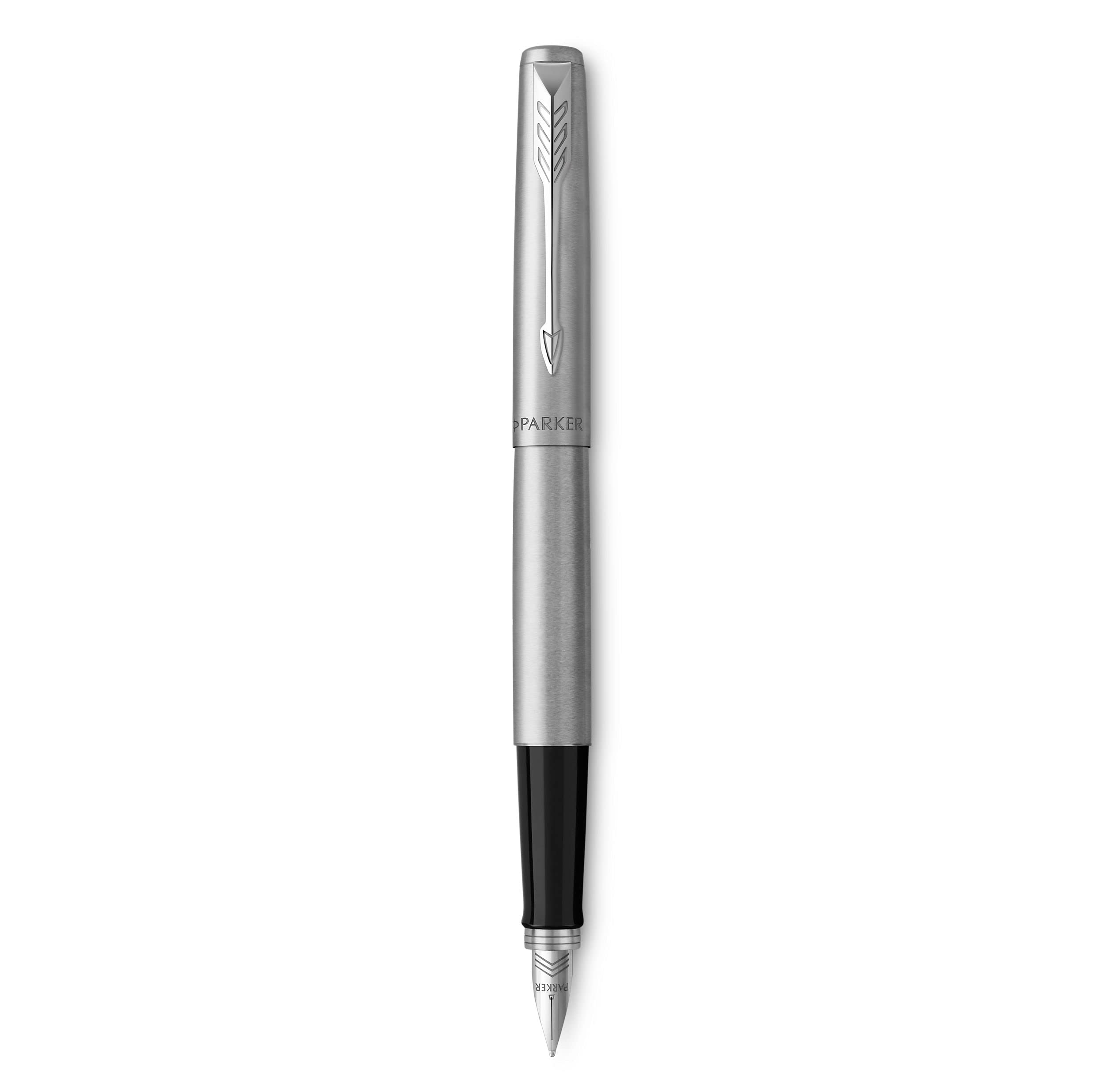 Parker Jotter Ballpoint Pen | Stainless Steel with Chrome Trim | Medium Point | Handwriting Pens & Stationery Supplies | Blue Ink | Gift Box