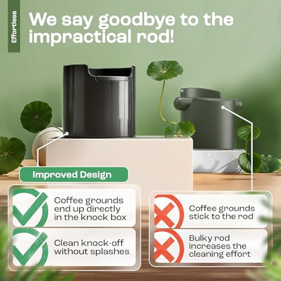 New Homeffect® Coffee Knock Box - Espresso Accessory, Black - Barista Coffee Grounds Recycling Bin