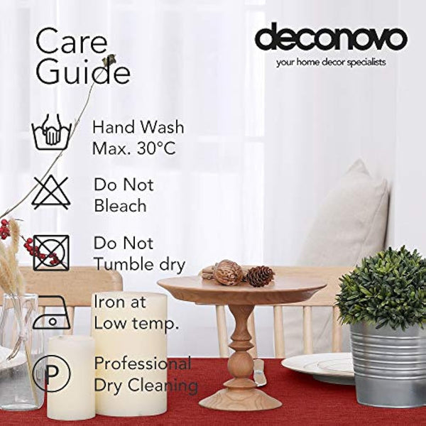 Deconovo Tablecloth 52x90in(132x229cm) Christmas Decorations Faux Linen Rectangle Water Resistant Table Cloth for Dinning Red