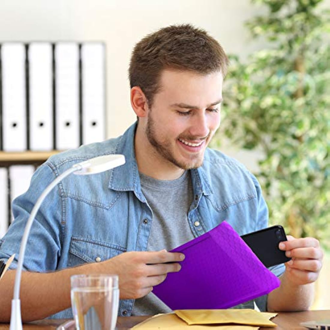 Switory 15.3x22.9 50Pcs Poly Bubble Mailers Set for CDs & Jewelries & Cosmetics, Self Seal Padded Envelopes Bulk with Bubble Lined Wrap- Purple