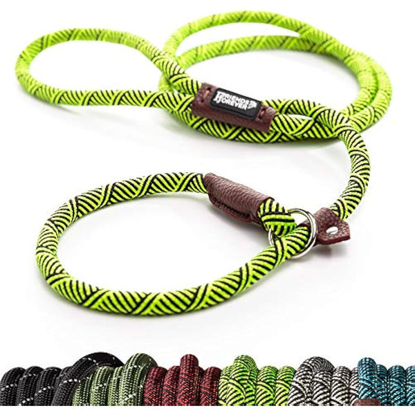 Friends Forever Extremely Durable Dog Rope Leash, Premium Quality Training Slip Lead, Reflective, Thick Heavy Duty, Sturdy, No Pull, Comfortable For The Strong Large Medium Small Pets 6 feet, Green