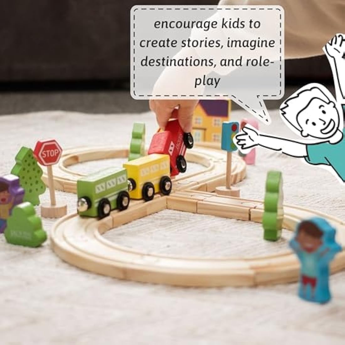 Train Set by Jaques of London | Wooden Toys for 1 2 3 4 5 Year Olds | Toy Train for Kids | Toddler Toys | Since 1795 | Beautiful Gift Packaging | Luxury Present by Jaques of London - Since 1795