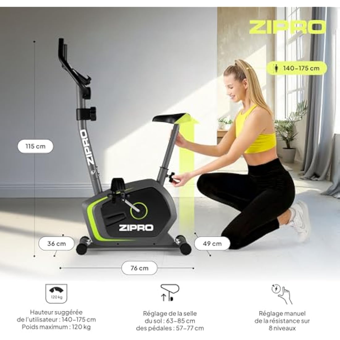 Zipro Erwachsene Magnetischer Fitnessbike, One Size, einheitsgröße