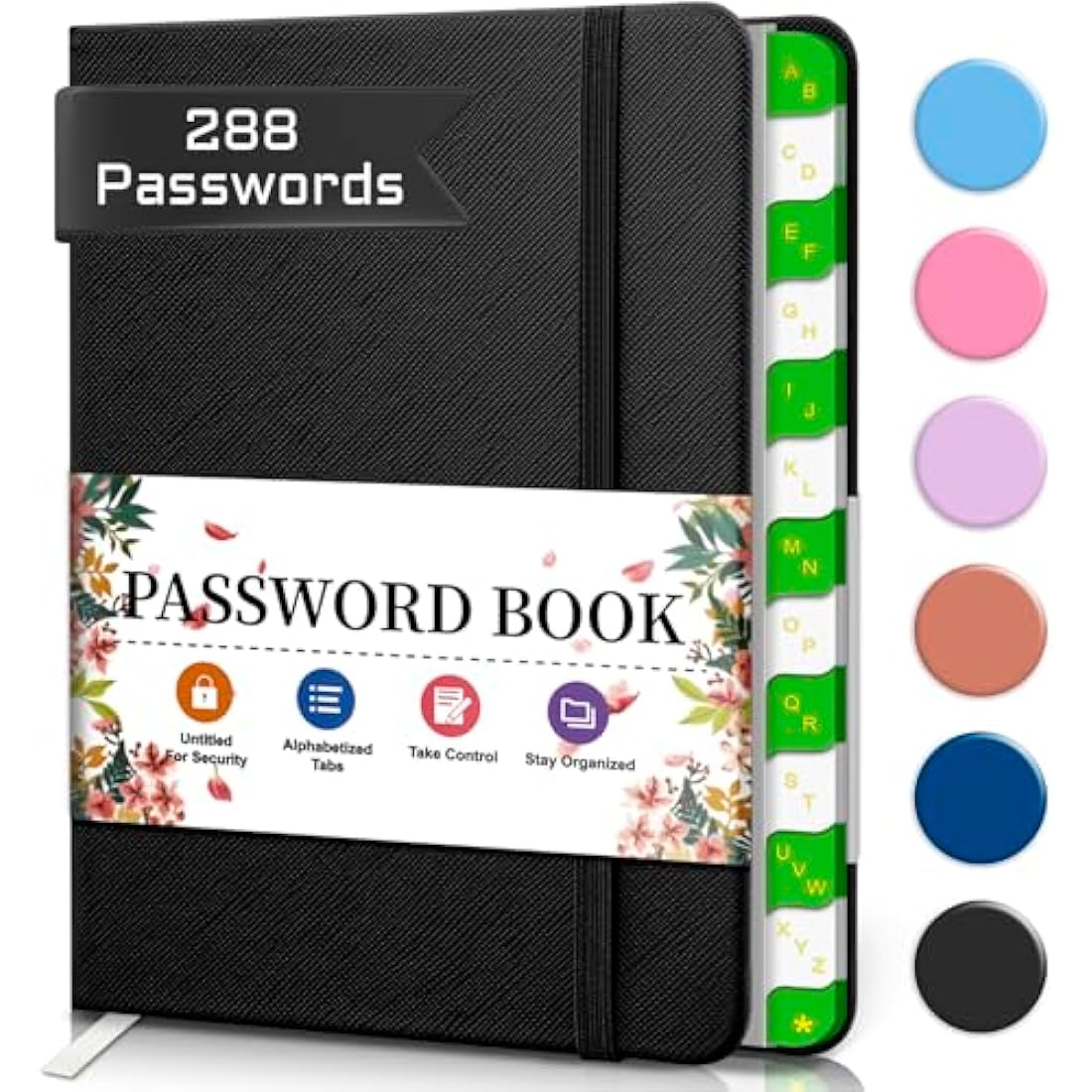 BLESWIN Password Book,Small Keeper Book with Alphabetical Tabs,Password Notebook for Computer and Internet Address Website Login,Password Men Women,Password Safety - Black,(PKB-Black)