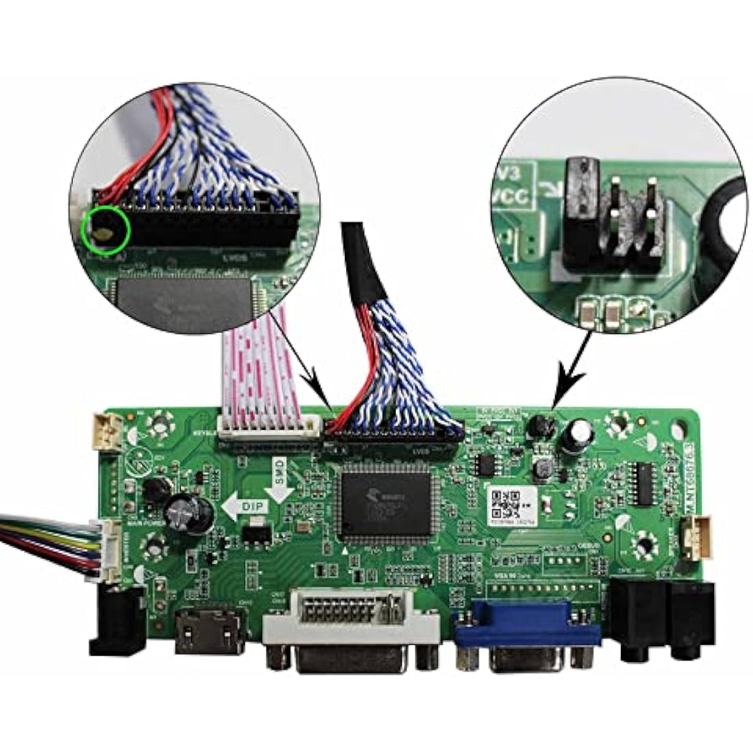 VSDISPLAY VGA DVI LVDs Controller Board 30 pin for 21.5" 1920x1080 LM215WF4-TLE9 23" LC230EUE-TDA1 LM230WF5-TLD1 LCD Screen