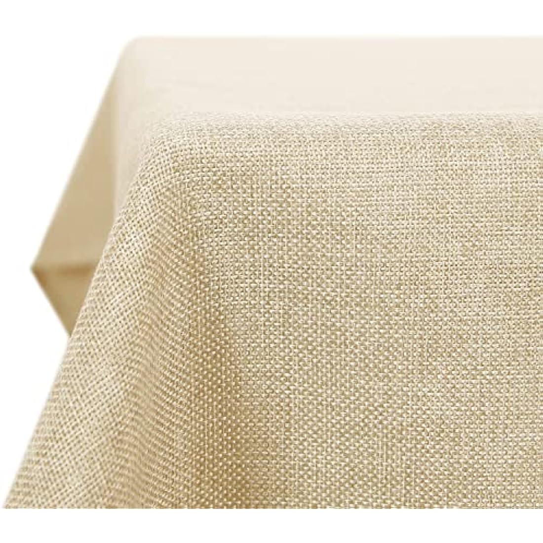 Deconovo Faux Linen Tablecloth Water Resistant Tablecloths Rectangular Wipeable Tablecloth for Children Beige 150x240cm(59x95in)