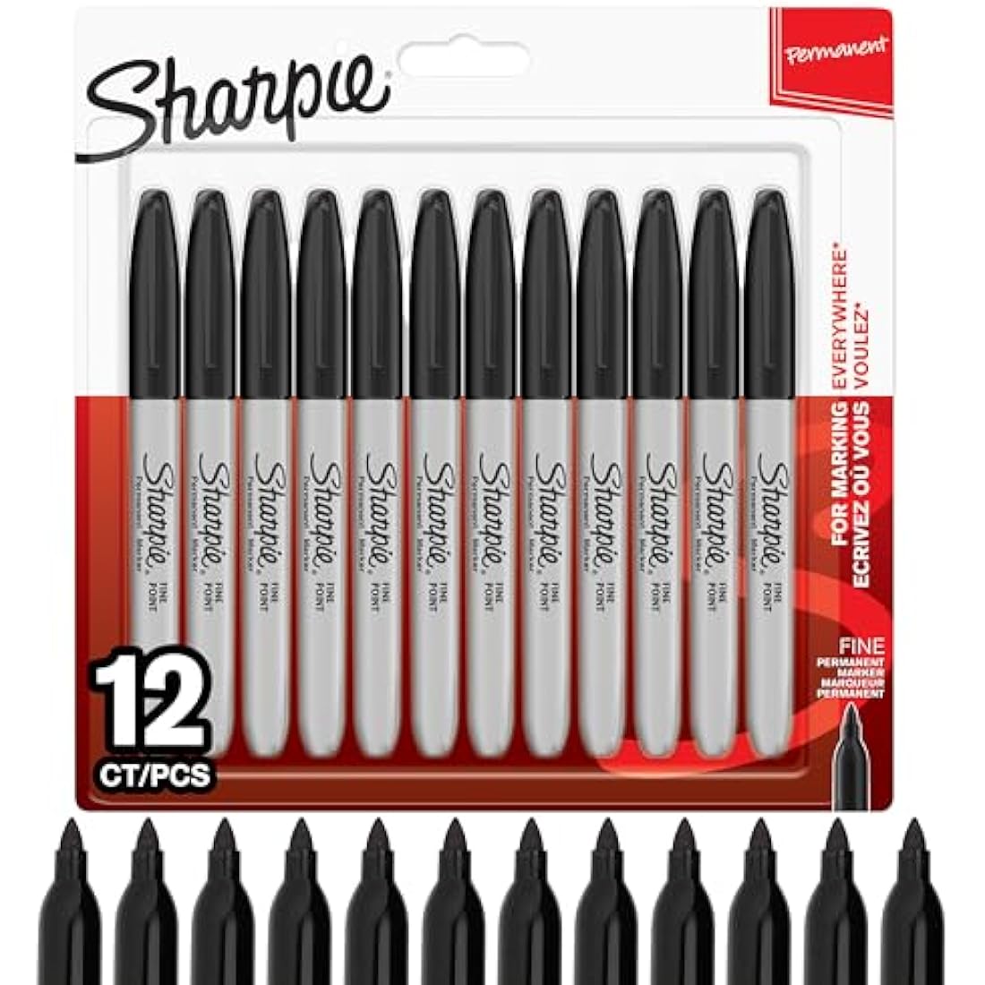 Sharpie Permanent Markers | Fine Point for Bold Details | Black Ink | 12 Marker Pens