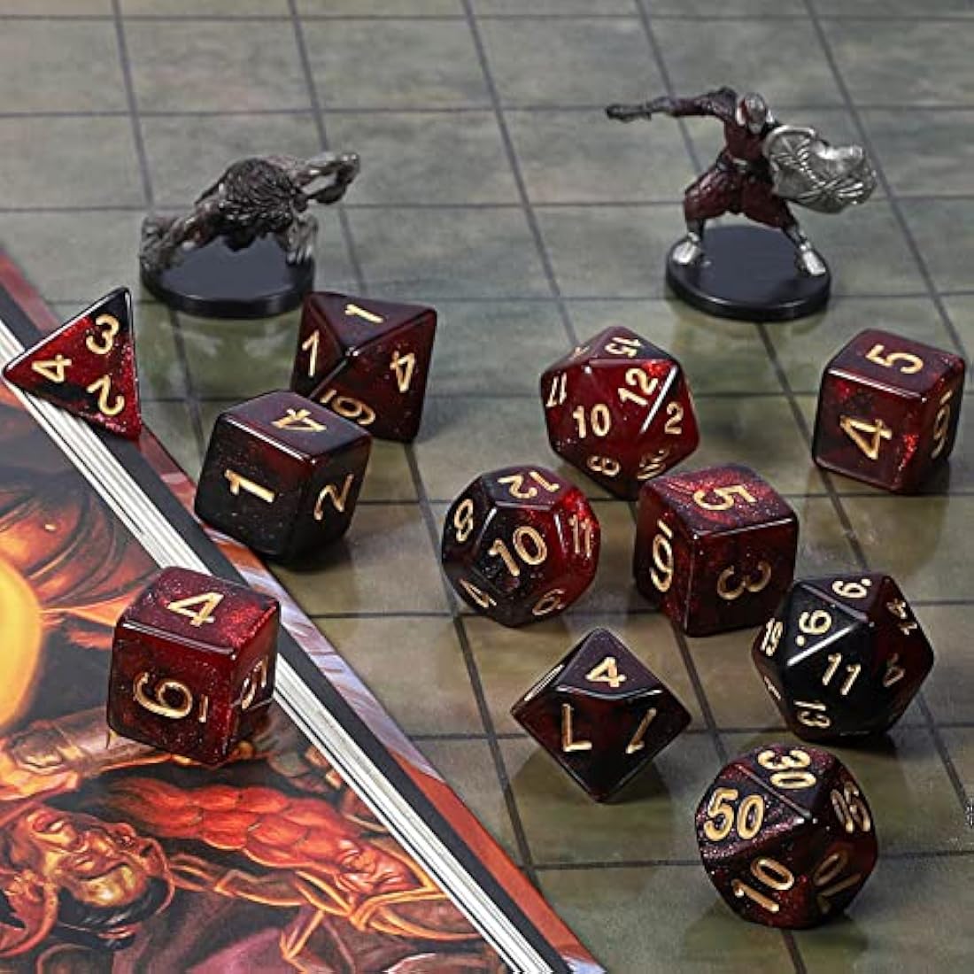 QMAY DND Dice Sets - 2 X 11 Polyhedral Dice (22pcs) for Dungeons and Dragons, Role Playing Table Game.