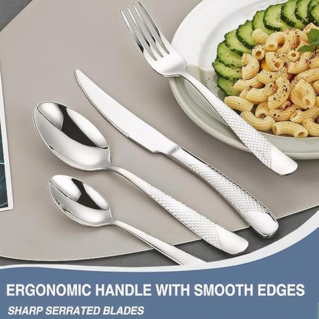 Gilded Silverware Set, 24 Piece Cutlery Set with Holder, Service for 6, Mirror Polished Tableware Set for Home Kitchen (Silvery)