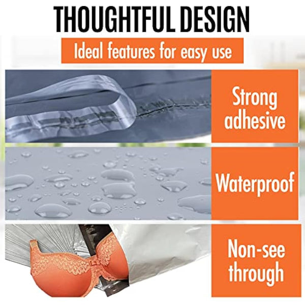 Large Mailing Bags by Calzette Extra Strong Polythene Grey Mail Envelopes for Packaging Clothes Parcel Self Seal Poly Storage Bags 22"x 30" (55cm x 76cm) Postal Bag Packing (10)