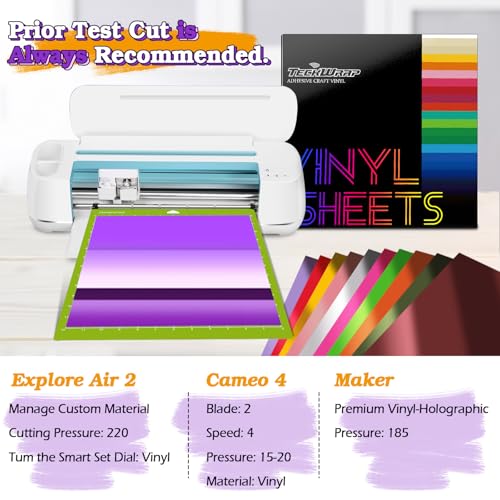 TECKWRAP Holographic Chrome Adhesive Craft Vinyl Sheets Metallic Adhesive Vinyl with Air Channels Precut Sheets 12" x 12" 20 Sheets/Pack for Craft Cutters,Sign Plotters