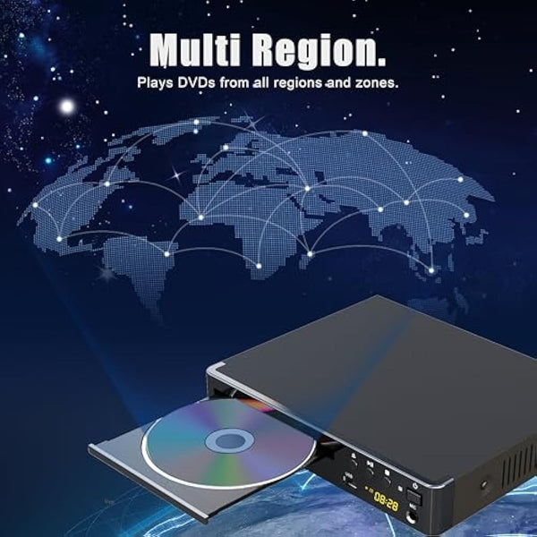 Compact DVD Player for TV - Multi-Region DVD CD Disc Player with HDMI Port, USB-IN & MIC-Out, Remote &HDMI & AV Cable Included (LP-099UK)