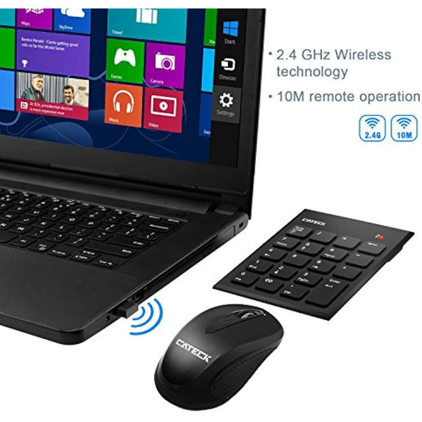 Numeric Keypad & Mouse Combo, Cateck 2.4G Wireless Mini USB Number Pad Keyboard and Mouse Combo with USB Receiver for Laptop Desktop PC Notebook- Just One USB Receiver