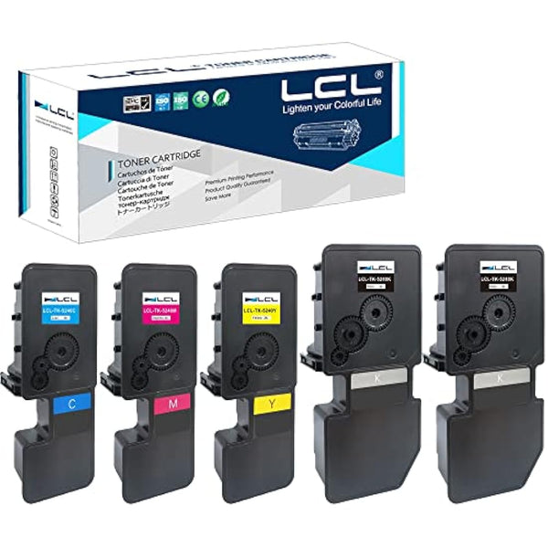 LCL TK-5240 TK5240 Toner Cartridge Replacement for Kyocera TK-5240 TK-5240K TK-5240C TK-5240M TK-5240Y Replacement for Kyocera ECOSYS M5526 M5526cdw M5526cdn P5026 P5026cdn P5026cdw (5 Pack 2KCMY)