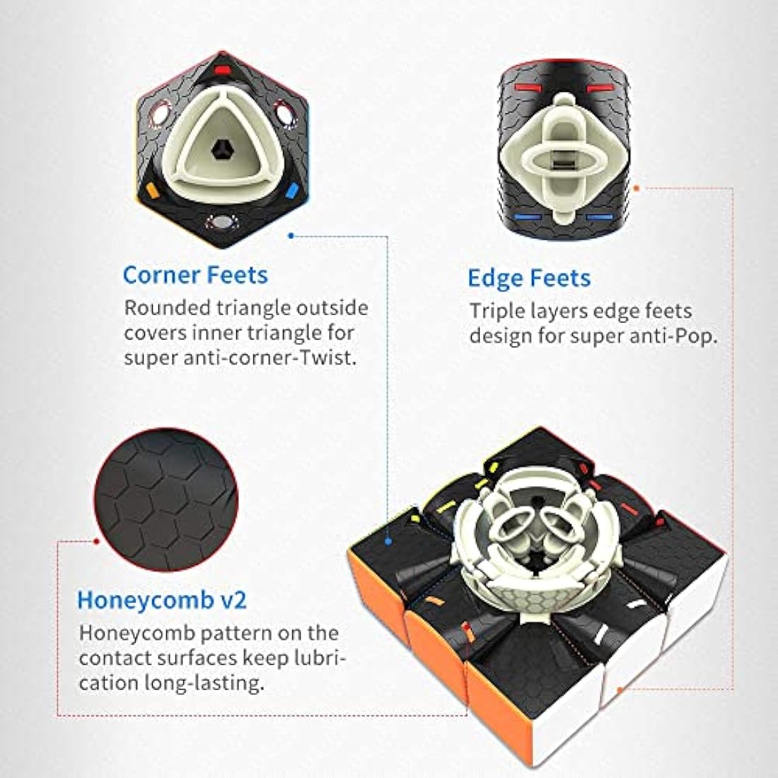 GAN 356R S,3x3 Speed Cube 356RS Magic Cube Professional Puzzle Cube Ultra Durable and Flexible for Kid&Adults,Non-Magnetic(Stickerless