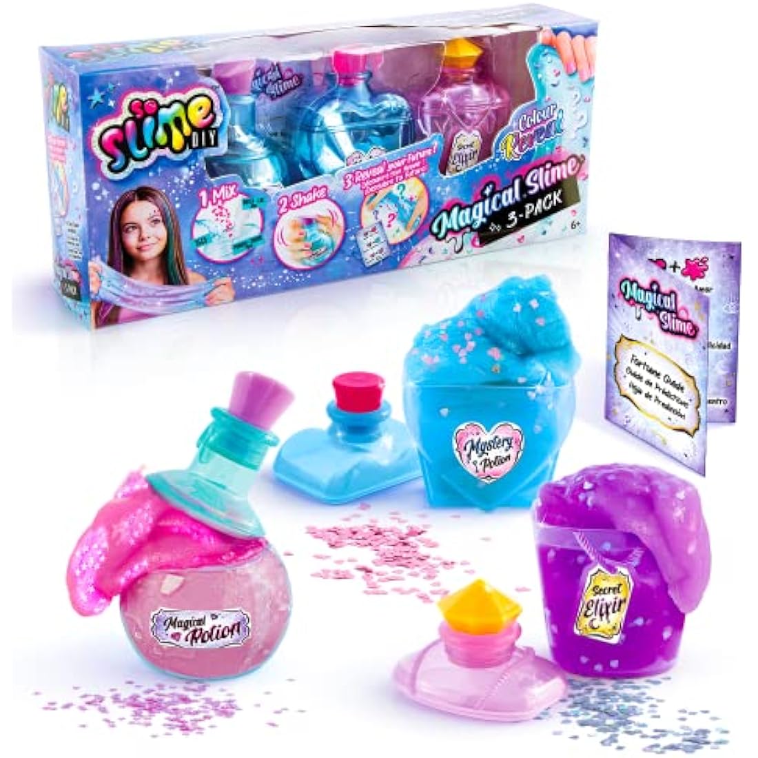 Magical Slime 3 Pack, Colour Reveal DIY Slimes, Cool Potion Bottle Shakers, Potion Recipes + Decorations! For Ages 6+