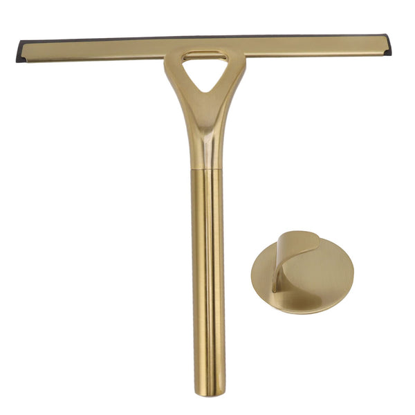 Shower Squeegee Stainless Steel, Gold Shower Cubicle Squeegee Window Squeegee with Hook Squeegee Shower Bathroom Wiper Water Squeegee for Shower Wall