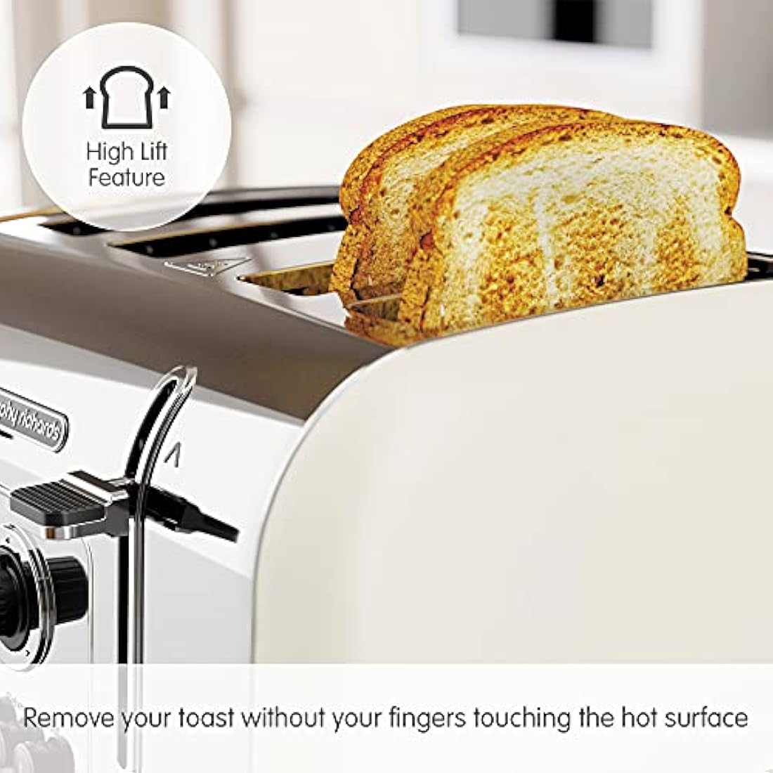 Morphy Richards Venture Cream 4 Slice Toaster - Defrost Setting - High Lift Feature - 240132