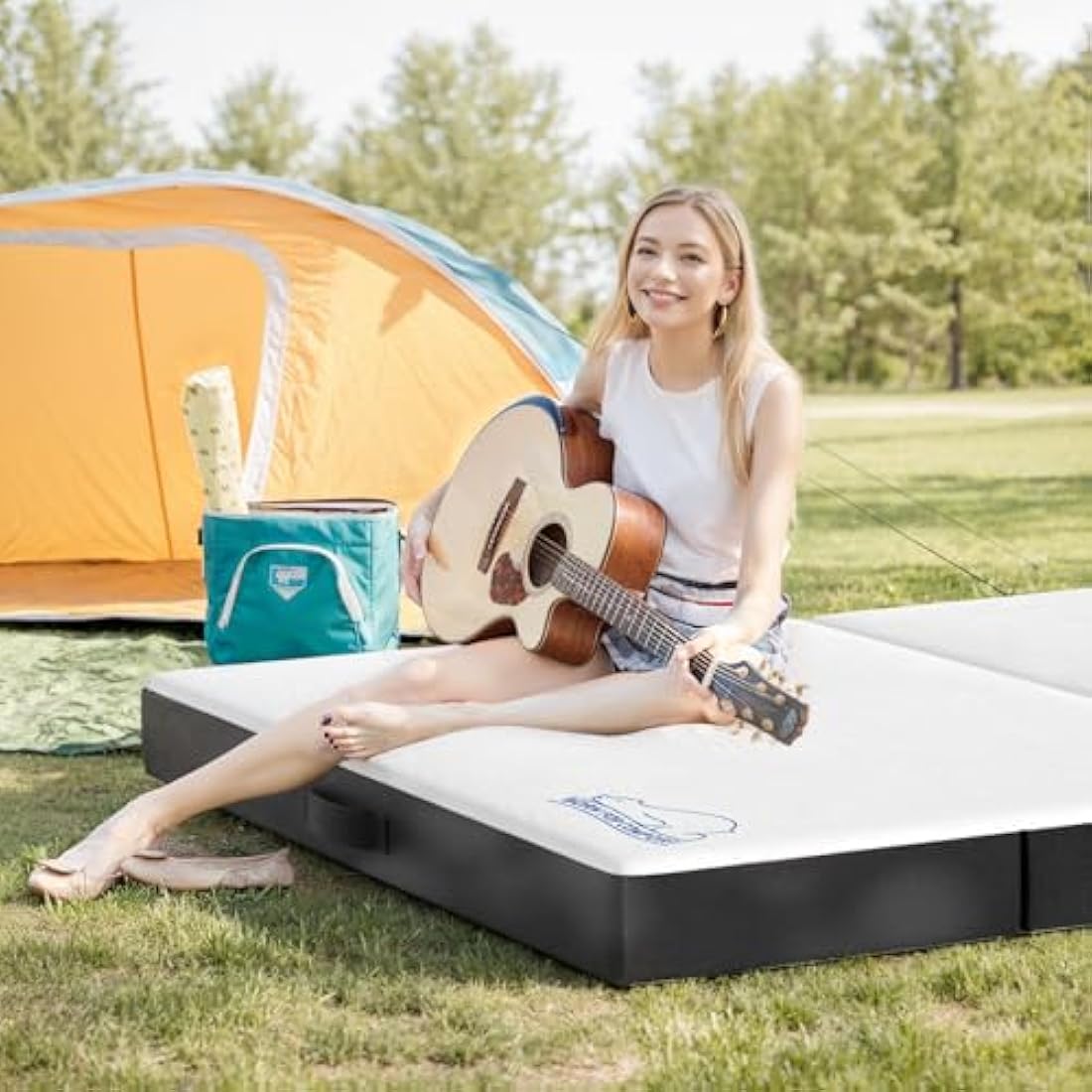 wowttrelax Folding Mattress single, 6 Inch Foldable Floor Mattress Single Memory Foam, 4 Fold Easy Storage With Washable Cover & Pressure Relief for Camping, Caravans, Travel, Guest (90x190x15cm)