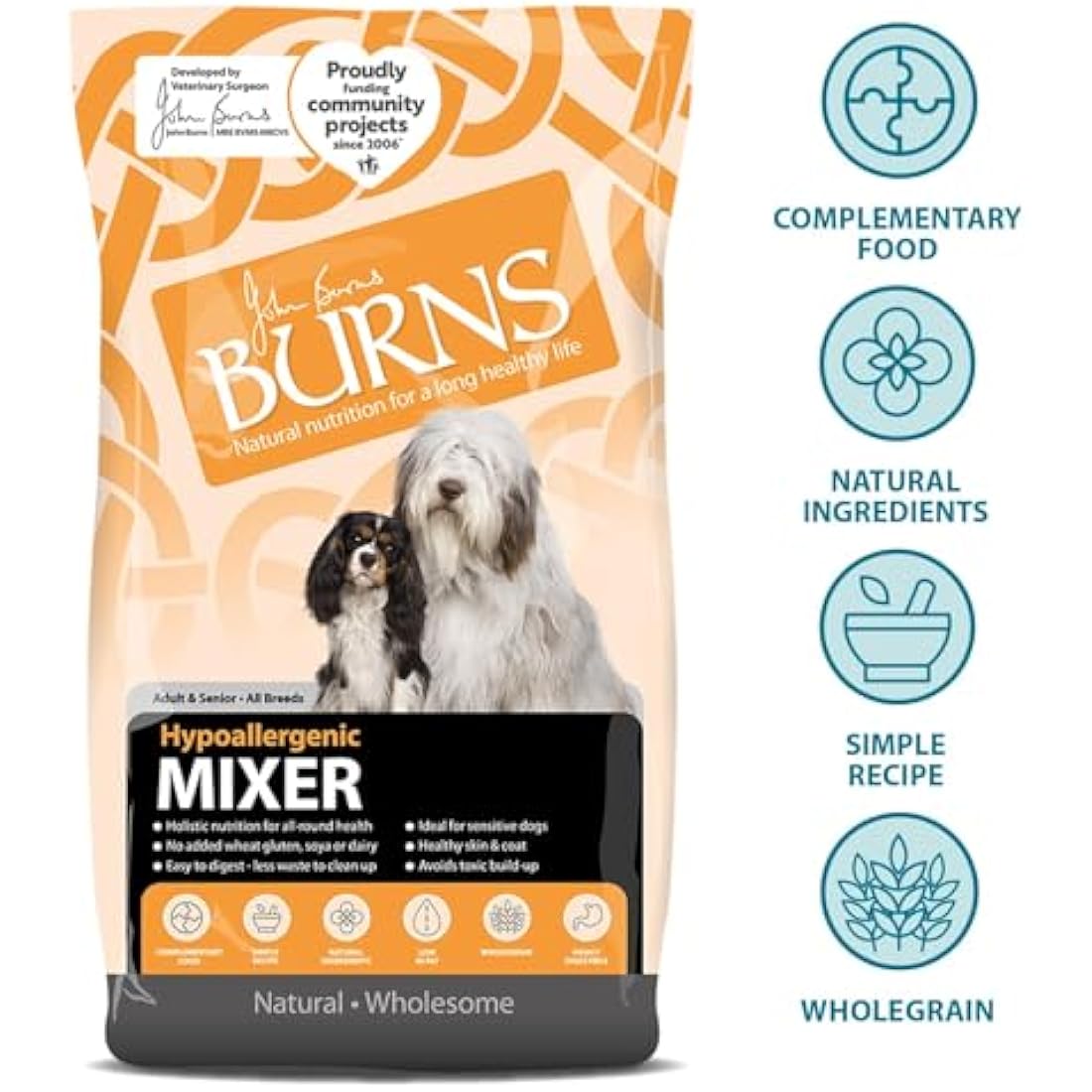 Burns Pet Nutrition Adult and Senior Dog Hypo-allergenic Mixer 2 kg