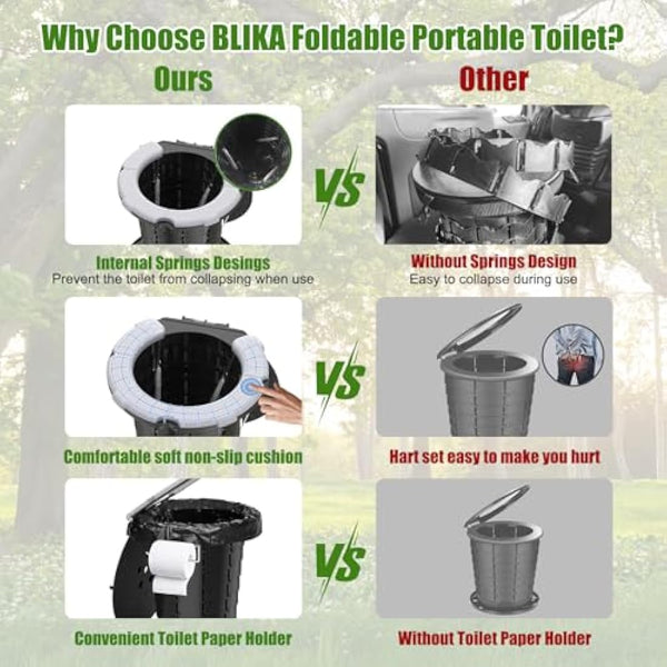 BLIKA Upgraded Retractable Portable Toilet with Cushion