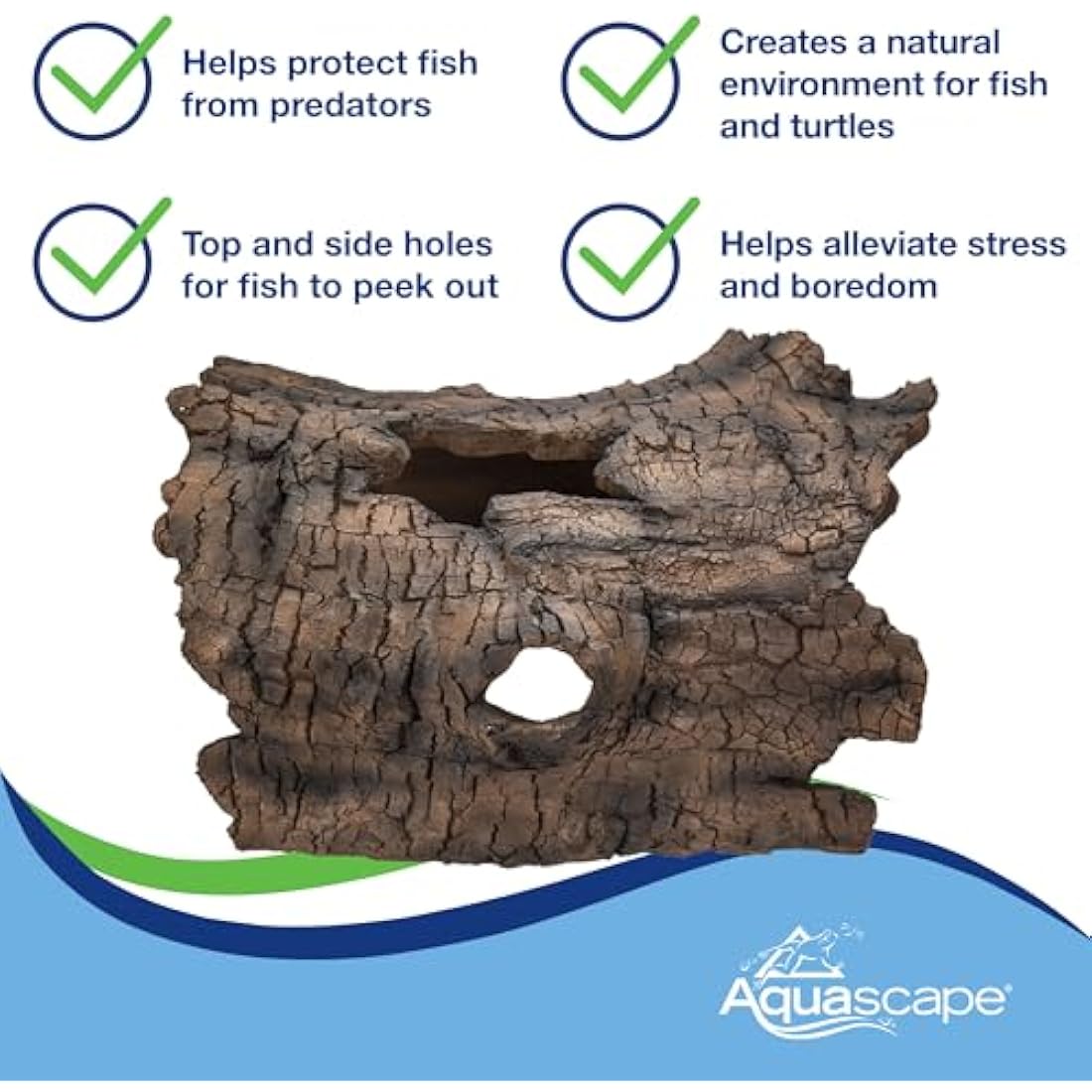 Aquascape 78324 Koi Predator Control Faux Log Fish Cave, Brown